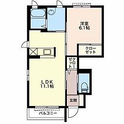 パルティール昭府 1LDKの間取図画像