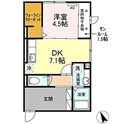 サイクルメゾン大工町 1DKの間取図画像