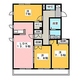 EXCEL安東 3LDKの間取図画像