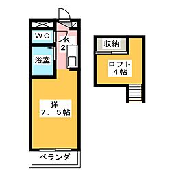 マロンコート安東 1Kの間取図画像