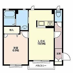 シャーメゾン大岩C 1LDKの間取図画像
