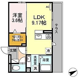 オルオルハレ 1LDKの間取図画像