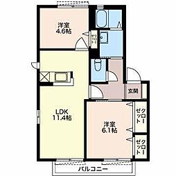 シュロスB 2LDKの間取図画像
