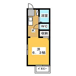サンガーデンさつきF 1Kの間取図画像