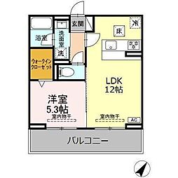 セレーナ東静岡 1LDKの間取図画像