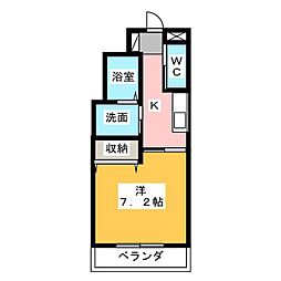トレシャーナ 1Kの間取図画像