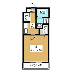 グランディール千代田 1Kの間取図画像