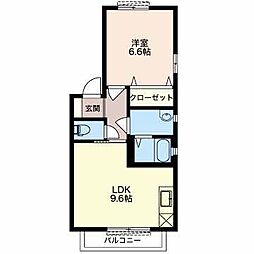 ビクトリア川合 1LDKの間取図画像