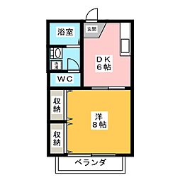 ウッダレート曲金 1DKの間取図画像
