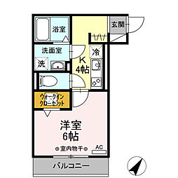 ジュネス東静岡 1Kの間取図画像