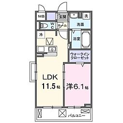 ボナミB 1LDKの間取図画像
