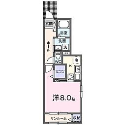 マウントハイツ 1Kの間取図画像