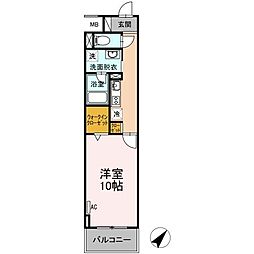 イーストタウン渚 1Kの間取図画像