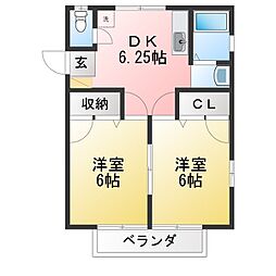 チェリーブロッサム 2DKの間取図画像