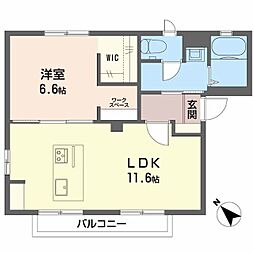 ヒルヴィレッジC 1LDKの間取図画像