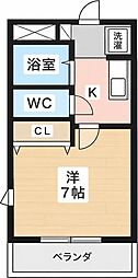 パストラル 1Kの間取図画像