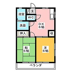 コーポ飯塚 2DKの間取図画像