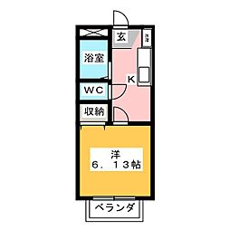 サマックス聖ハイツまいむ2 1Kの間取図画像