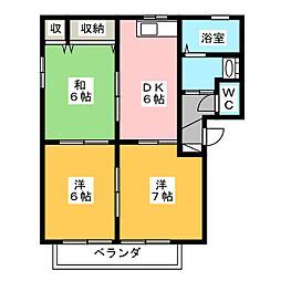 リュミエール船越 3DKの間取図画像