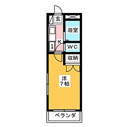 ミケランジェロ 1Kの間取図画像