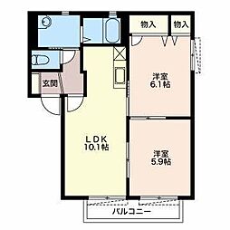 シャルム瀬名C 2LDKの間取図画像