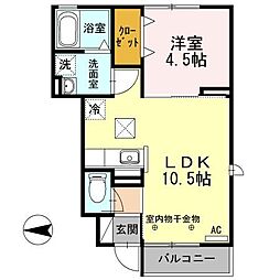 ルミエール瀬名 1LDKの間取図画像