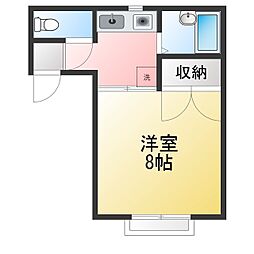 ドミール西高 1Kの間取図画像