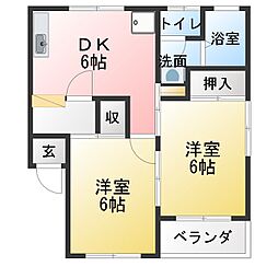 サニーハイツ橋本 2DKの間取図画像