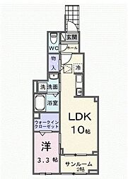 ヒカルサ清水本町 1LDKの間取図画像