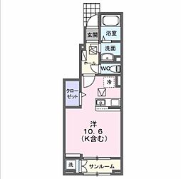 フェニックス II ワンルームの間取図画像