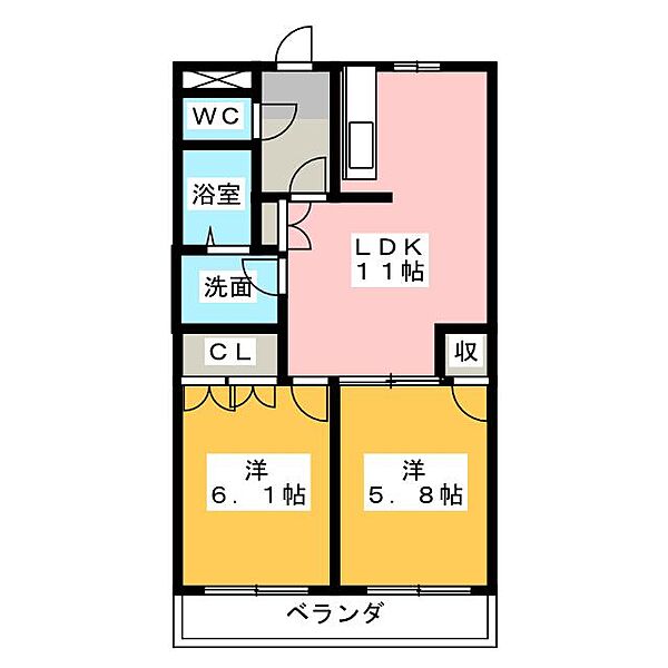 ロジュモ ｜静岡県静岡市駿河区大谷３丁目(賃貸マンション2LDK・2階・51.30㎡)の写真 その2