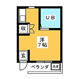 バンビ小鹿 ワンルームの間取図画像