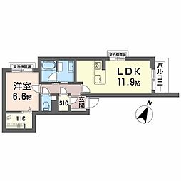 Le・Ecracie 1LDKの間取図画像
