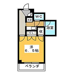 ホリホックイン安西 1Kの間取図画像