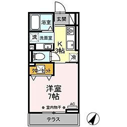 ソレイユ 1Kの間取図画像