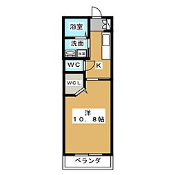 ヴィアソーレ 1Kの間取図画像