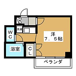ホリホックイン安西 ワンルームの間取図画像