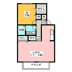 メープルリーフ 1LDKの間取図画像