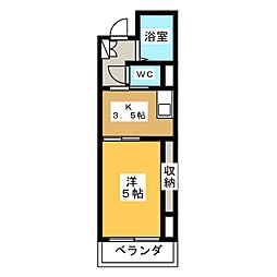 ロイヤルマンション中田 1Kの間取図画像