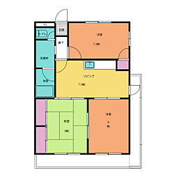 サンライズ用宗 3DKの間取図画像