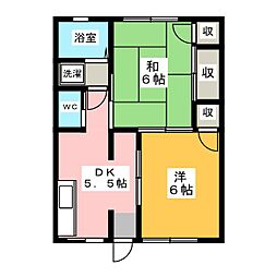 ハイツコウサン 2DKの間取図画像
