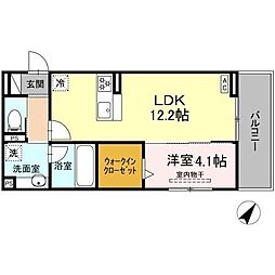 D crest津島町 1LDKの間取図画像