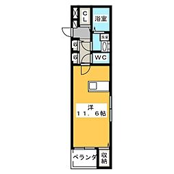 モデラート ワンルームの間取図画像