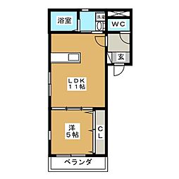 セスミーナ 1LDKの間取図画像