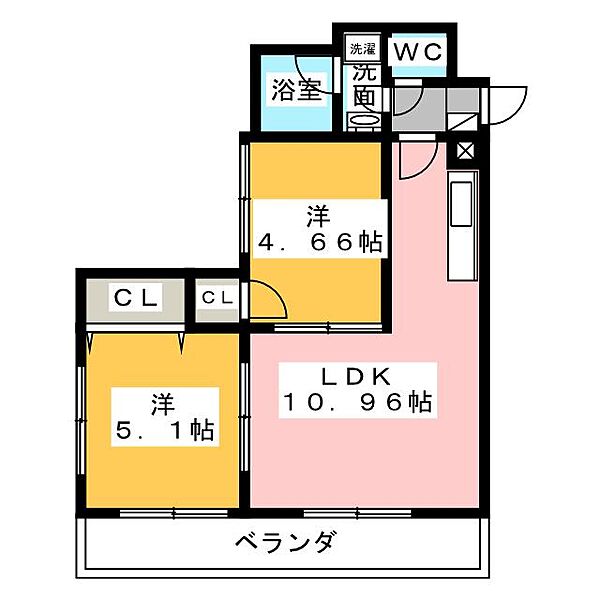 サウスコート ｜静岡県浜松市中央区海老塚１丁目(賃貸マンション2LDK・3階・46.49㎡)の写真 その2