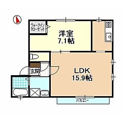 棒屋第四下池ハイツ 1LDKの間取図画像