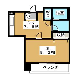 アルテッツァ紺屋町 1DKの間取図画像