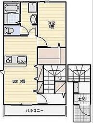 浜松市中央区坪井町アパート 1LDKの間取図画像