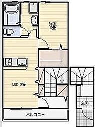 浜松市中央区坪井町アパート 1LDKの間取図画像