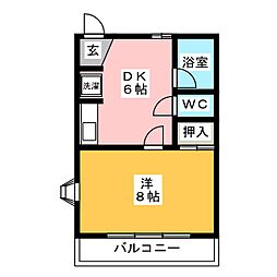 プレミール1 1DKの間取図画像
